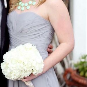 Gray chiffon floor length bridesmaids dress